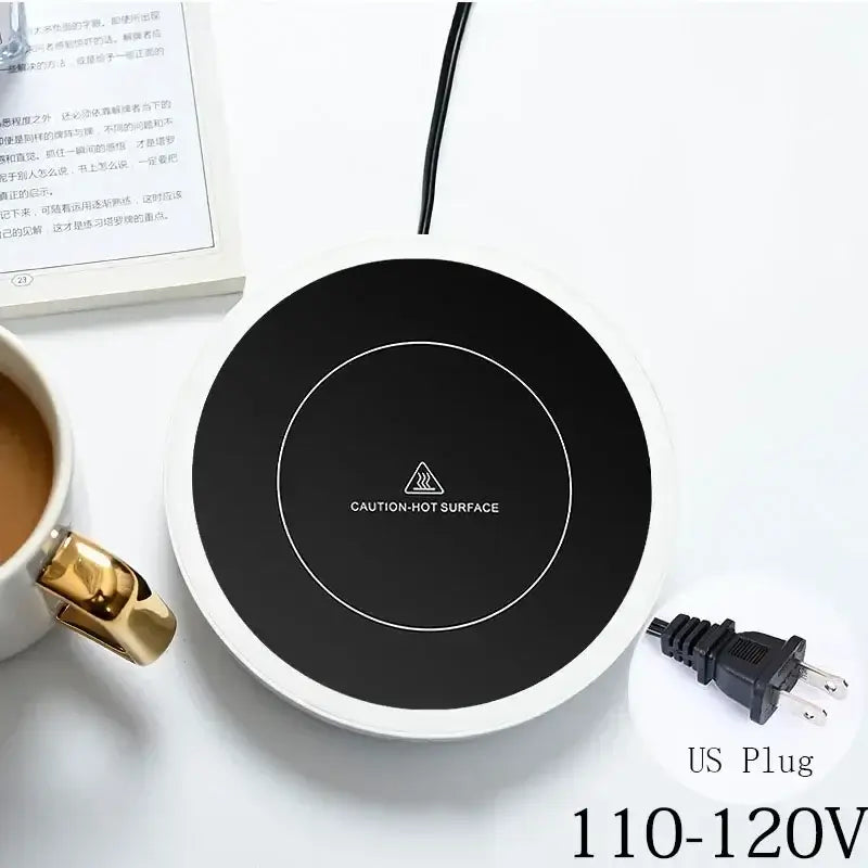 New Coffee Mug Warmer for Milk Tea Teapot Electric Heating Cup Plate 80 Degree Celsius for Home Office Use Round-US Plug