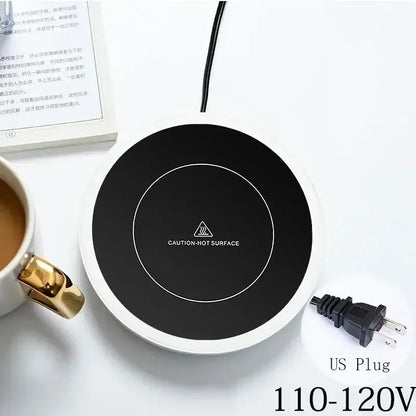 New Coffee Mug Warmer for Milk Tea Teapot Electric Heating Cup Plate 80 Degree Celsius for Home Office Use Round-US Plug