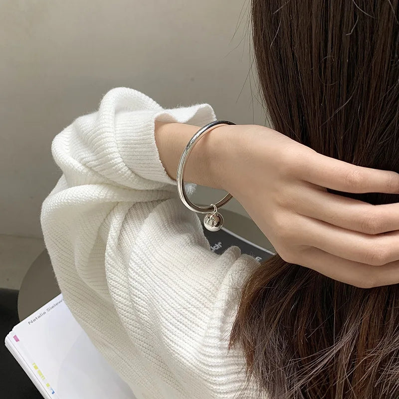 Elegant 925 Sterling Silver Ball Design Bangle for Women - Perfect Birthday Gift 2024
