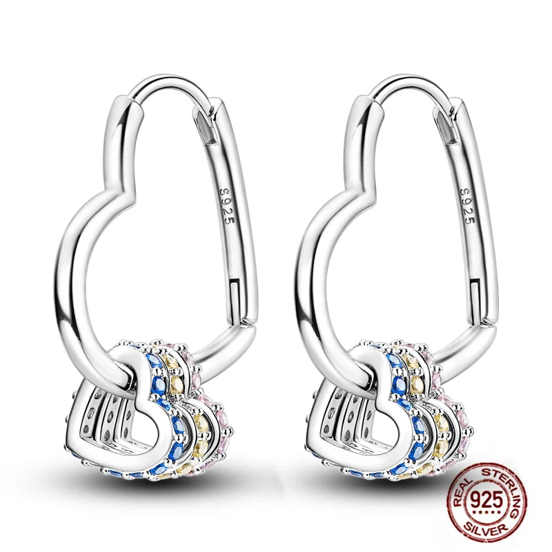 Blue Zircon 925 Sterling Silver Hoop Earrings Star Moon Butterfly Jewelry LTE206