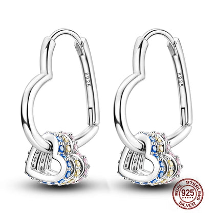 Blue Zircon 925 Sterling Silver Hoop Earrings Star Moon Butterfly Jewelry LTE206