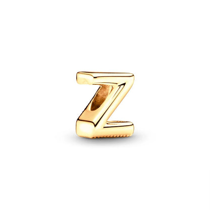 Gold Plated A To Z Alphabet Charm Beads For 925 Bracelet