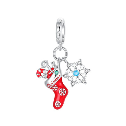 Original 925 Sterling Silver Christmas Charms Santa Claus Reindeer Earrings Beads for Necklace and Bracelet DIY Fine Jewelry Gifts