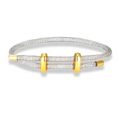 Elegant Crystal Mesh Couple Bracelet Set for Men and Women - Waterproof Friendship Jewelry Gift