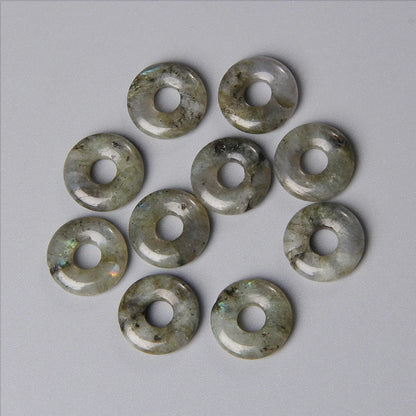 Elegant Labradorite Jade Agate Donut Beads Set for Jewelry Crafting 18mm 5pcs