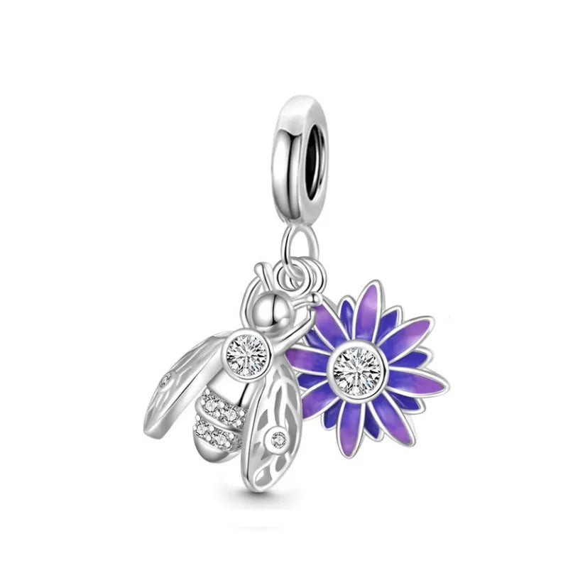 Lucky Leaf Dangle Bead Bracelet 925 Sterling Silver Plated DIY Jewelry Spacer B4077