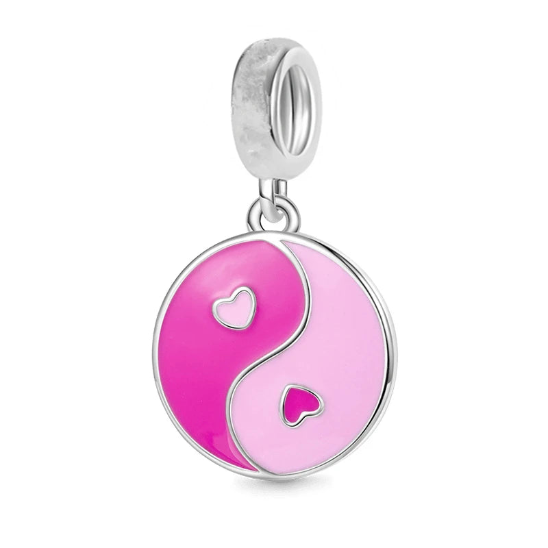 Hot Pink Murano Glass Charm Bead For 925 Bracelet Pendant