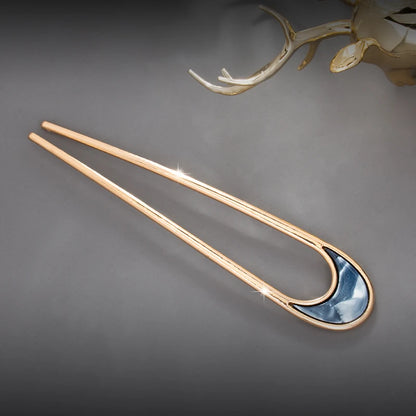 Elegant Silver Gold Enamel Shell Hairpin for Women U Shape Hair Stick Accessories