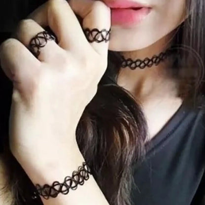 Vintage Gothic Elastic Tattoo Choker Necklace Retro Braided Fish Thread Jewelry