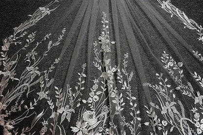 Exquisite 3-Meter Sequin Lace Bridal Cathedral Veil with Comb