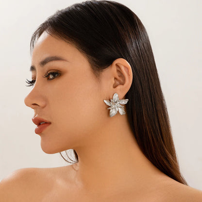 IngeSight.Z Vintage Gold Double Layer Flower Stud Earrings for Women