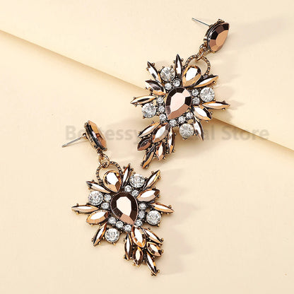 Elegant Rhinestone Drop Earrings for Women - Luxury Chandelier Design for Weddings and Parties