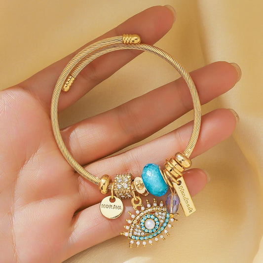 Women's Fashion Devil's Eye Beaded Bracelet – Elegant Cuff Jewelry for Date, Party, Festival
