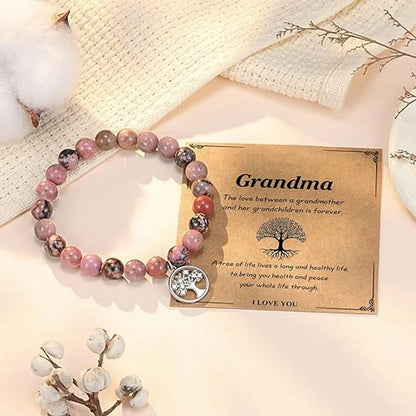 Elegant Tree of Life Natural Stone Bracelet for Women - Perfect Gift for Grandma on Birthday, Christmas, or Mother's Day