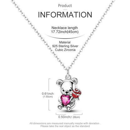 925 Sterling Silver Firefly Heart Zircon Pendant Necklace for Women Anniversary Birthday Gifts KTN064