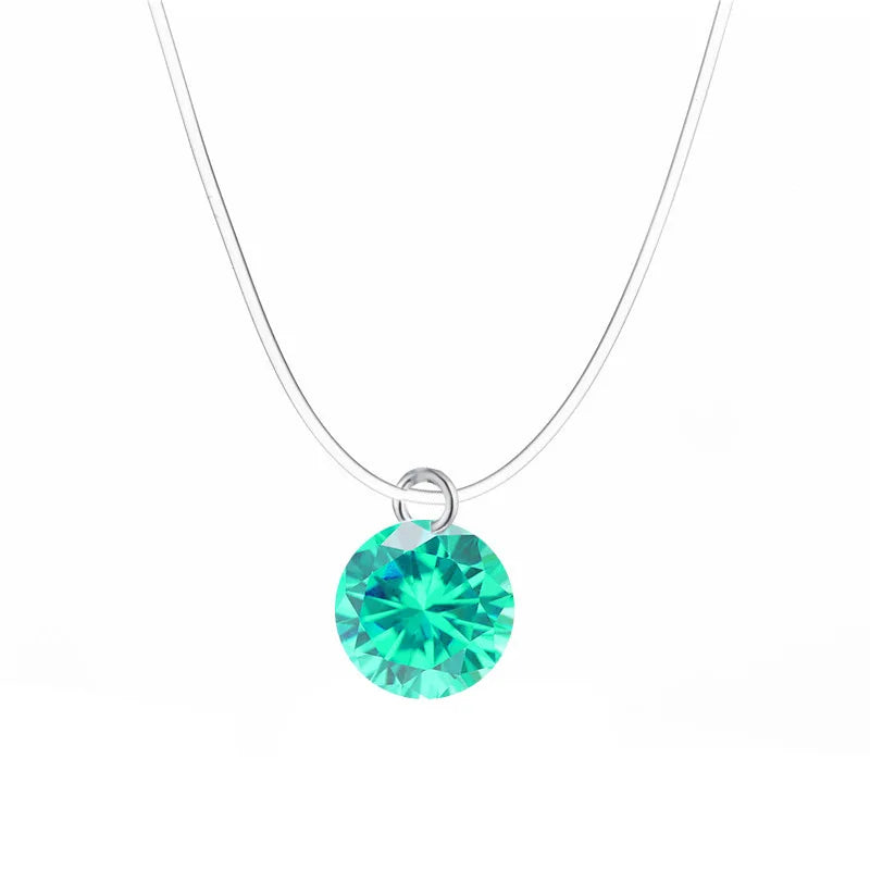 Elegant Invisible Heart Choker Necklace with Rhinestone Zircon for Women