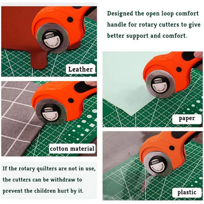 Ergonomic 45mm Rotary Cutter Set - Top-Rated Leather Craft Tool for Effortless DIY Sewing & Quilting