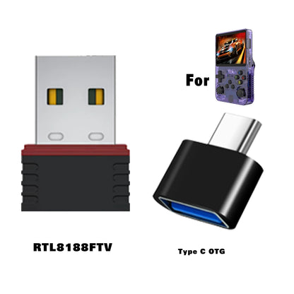R36S WiFi RTL8188FTV USB Dongle And Type C OTG Adapter Compatible With R36S R36H R36 R36Plus Driver Ready