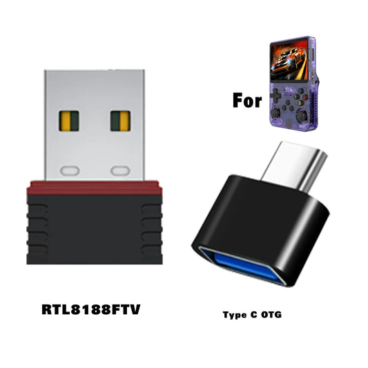 R36S WiFi RTL8188FTV USB Dongle And Type C OTG Adapter Compatible With R36S R36H R36 R36Plus Driver Ready