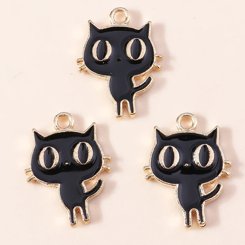 10 Pieces Mixed Cute Animal Charms Enamel Butterfly Cow Snail Cat Rabbit Deer Pendants for DIY Jewelry Making