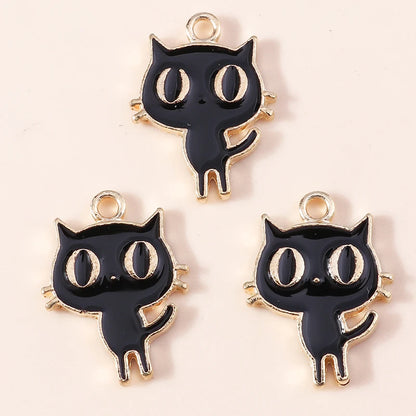 10 Pieces Mixed Cute Animal Charms Enamel Butterfly Cow Snail Cat Rabbit Deer Pendants for DIY Jewelry Making