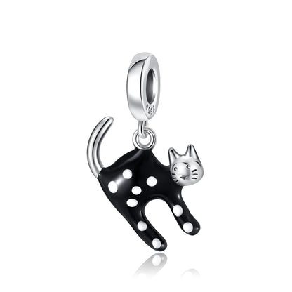 Exquisite 925 Silver Cat Claw Pendant Beads with Safety Chain for European Bracelets B5734