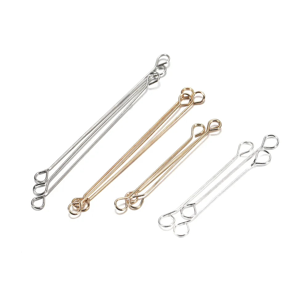 Stainless Steel Double Eye Pin Earrings Set for DIY Jewelry Making and Handcraft Supplies