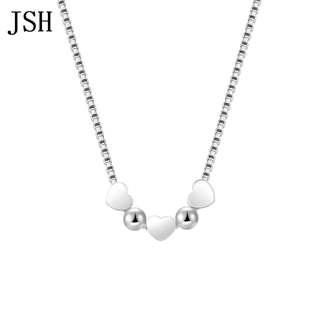 Elegant Heart Charm Silver Necklace for Women Fashion Pendant Jewelry Gift LN054