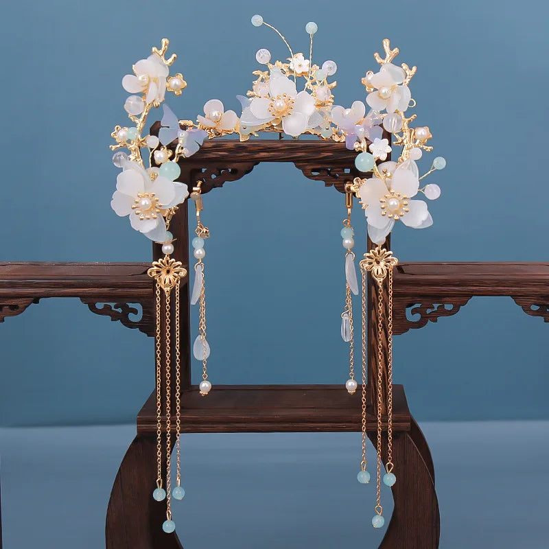 Vintage Chinese Hanfu Hair Accessories Set for Bridal Elegance