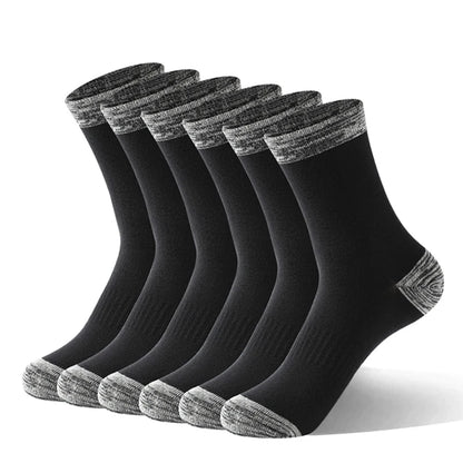 5 Pairs Men’s High Quality Autumn Winter Crew Socks Comfortable Long Black Sports Hiking Running Socks Size 38-44