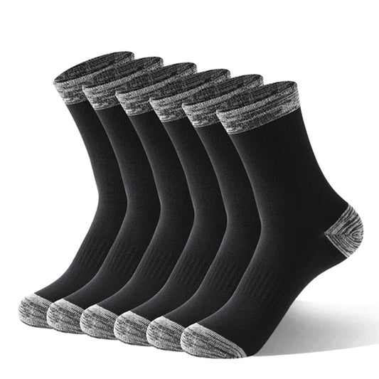 5 Pairs Men’s High Quality Autumn Winter Crew Socks Comfortable Long Black Sports Hiking Running Socks Size 38-44
