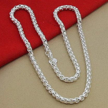 Retro Silver Plated Chain Necklace and Bracelet Set for Men and Women Perfect for Weddings and Engagements