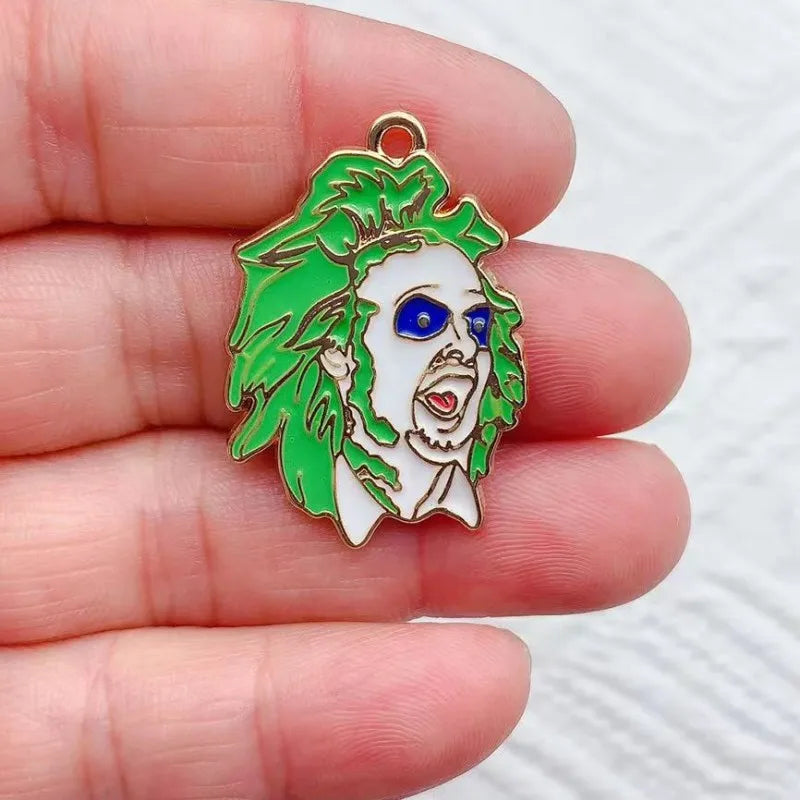 10 Piece Halloween Horror Character Dripping Oil Alloy Pendant Set for DIY Jewelry Accessories