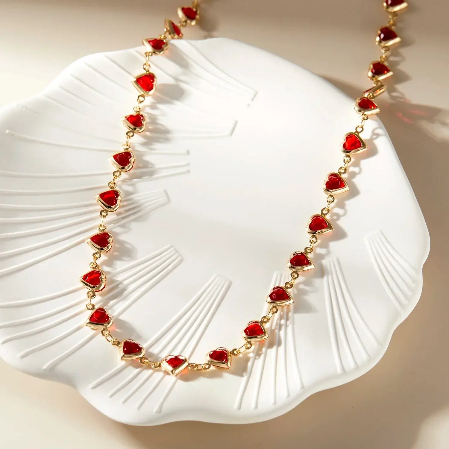 Vintage Red Blue Crystal Heart Bracelets for Women