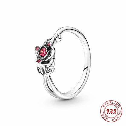 Crown 925 Sterling Silver Stackable Ring with Shiny Rose Gold Zircon for Women Elegant Fashion Jewelry PAR351