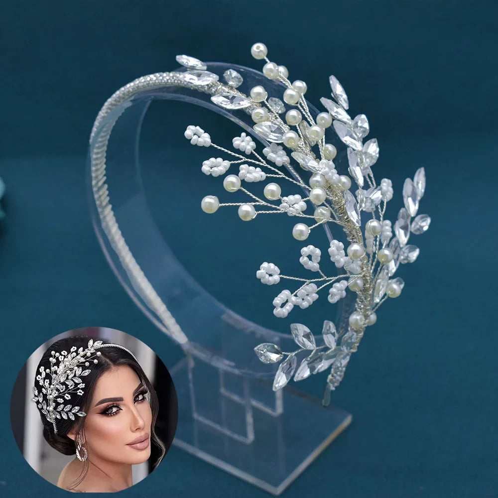 DZ165 Luxury Bridal Crystal Tiara Headband for Weddings and Proms