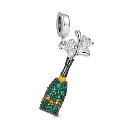 925 Sterling Silver Beer Bottle Popcorn Charm Bead Pendant