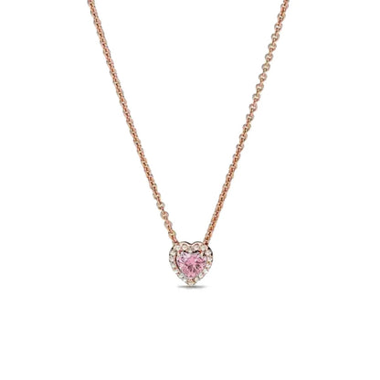 925 Silver Heart-Shaped Necklace with Purple Blue Green Zircon for Exquisite Jewelry Gifts for Women