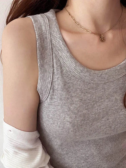 Dozw Women White Summer Knit Tank Top Camisole Essential