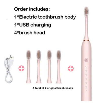 Electric Ultrasonic Toothbrush Six Speed Mode USB Charging Set