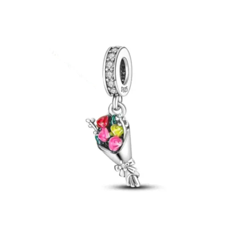 Lucky Leaf Dangle Bead Bracelet 925 Sterling Silver Plated DIY Jewelry Spacer B4121