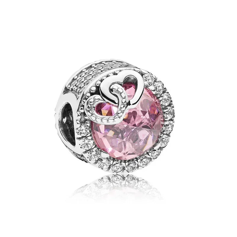 Original 925 Sterling Silver Pink Flower Balloon and Coffee Cup Charms Beads for DIY Women’s Bracelet Jewelry Gift