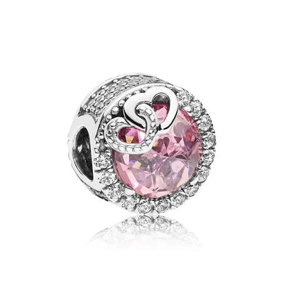 Original 925 Sterling Silver Pink Flower Balloon and Coffee Cup Charms Beads for DIY Women’s Bracelet Jewelry Gift