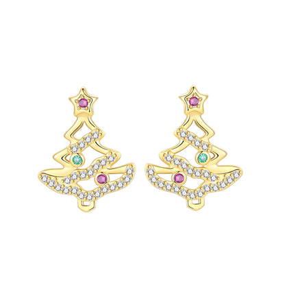 Original 925 Sterling Silver Christmas Charms Santa Claus Reindeer Earrings Beads for Necklace and Bracelet DIY Fine Jewelry Gifts