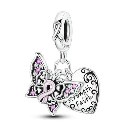 Sparkling Birthstone Heart Charm 925 Sterling Silver Pendant Bead for Mom DIY Jewelry Gift