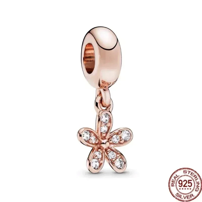 925 Silver Rose Gold Family Tree Heart Beads Charm for Women DIY Necklace Bracelet Jewelry Gift