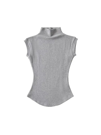 Dozw Women Sleeveless Turtleneck Top Slim Fit Tee Shirt