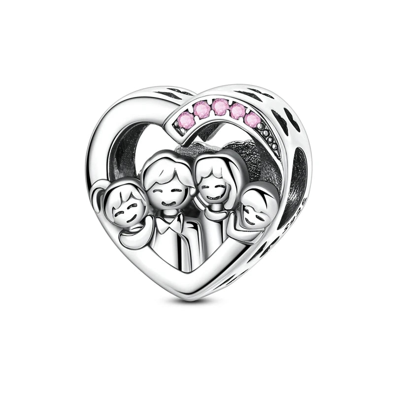 925 Sterling Silver Love Starry Sky Cat Paw Charms Beads
