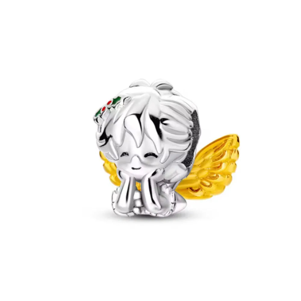 Sterling Silver European Charms with Zircon for DIY Bracelets and Jewelry Making B6118