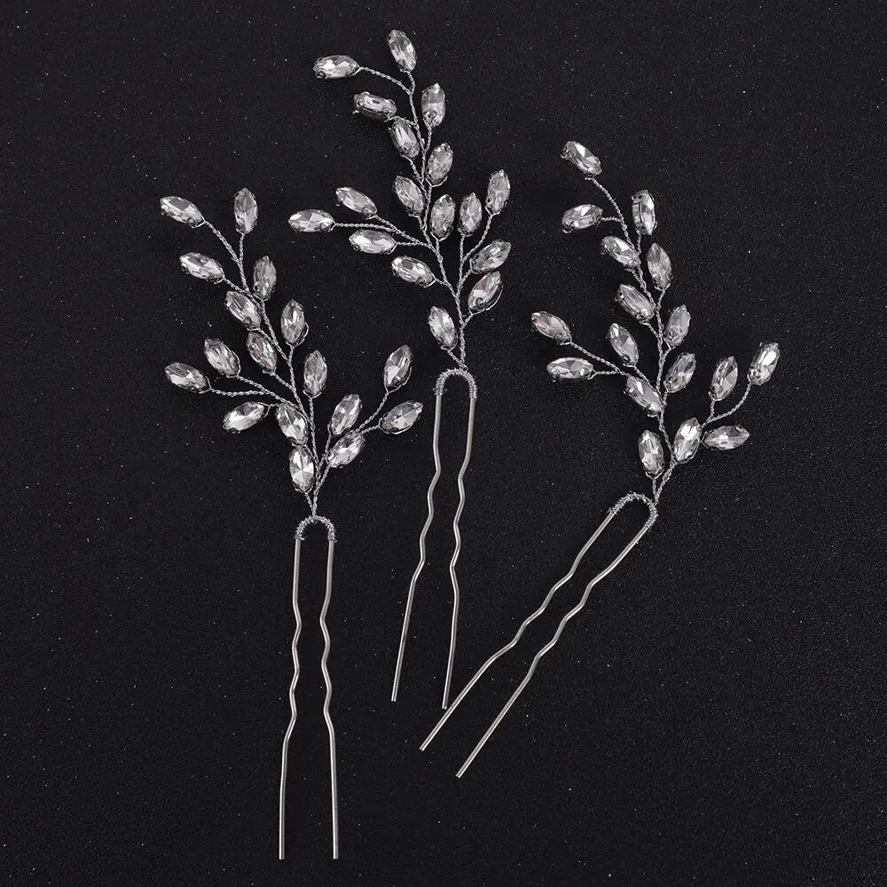 Elegant Rhinestone Bridal Hairpins with 7 Colors Flower Design for Weddings and Parties